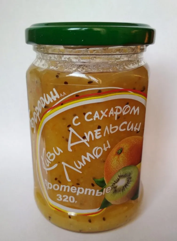 фотография продукта Киви, апельсин, лимон протерт с сахаром.